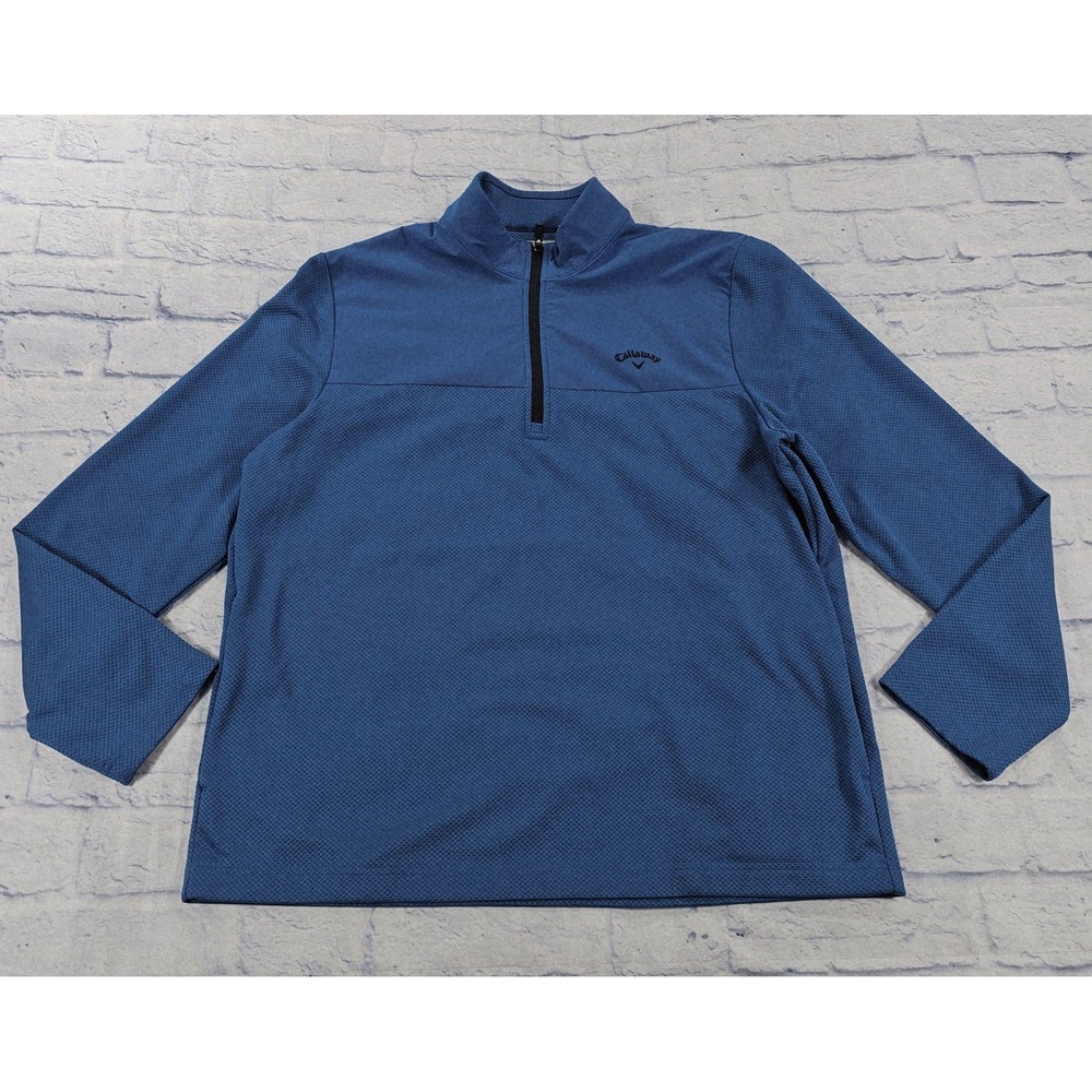 Callaway Pullover MENS XL Blue Quarter Zip Waffle Knit CGKFF0X8 Golf Activewear